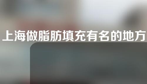 上海做脂肪填充有名的地方？2022权威医生名单来咯