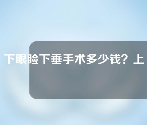 下眼睑下垂手术多少钱？上眼皮下垂手术的价格是多少？