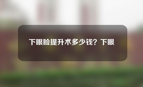 下眼睑提升术多少钱？下眼皮提升术如何做？