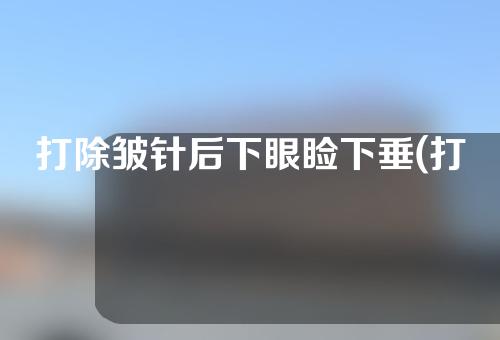 打除皱针后下眼睑下垂(打除皱针后下眼睑下垂了)