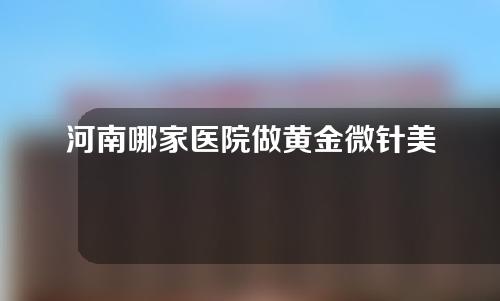 河南哪家医院做黄金微针美容好？这5家实力强