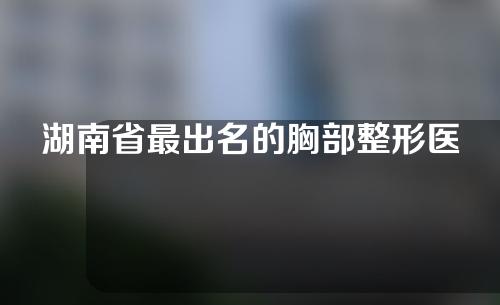 湖南省最出名的胸部整形医生排名，王晓朋、王谊、林彪斌人气高