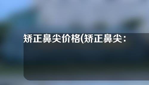 矫正鼻尖价格(矫正鼻尖：完美鼻型塑造的最佳选择)