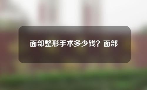 面部整形手术多少钱？面部整形收费贵吗？