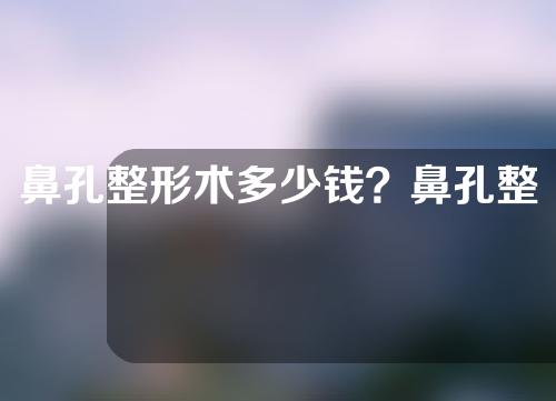 鼻孔整形术多少钱？鼻孔整形有哪些手术？