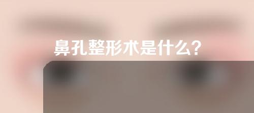 鼻孔整形术是什么？