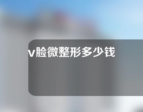 v脸微整形多少钱